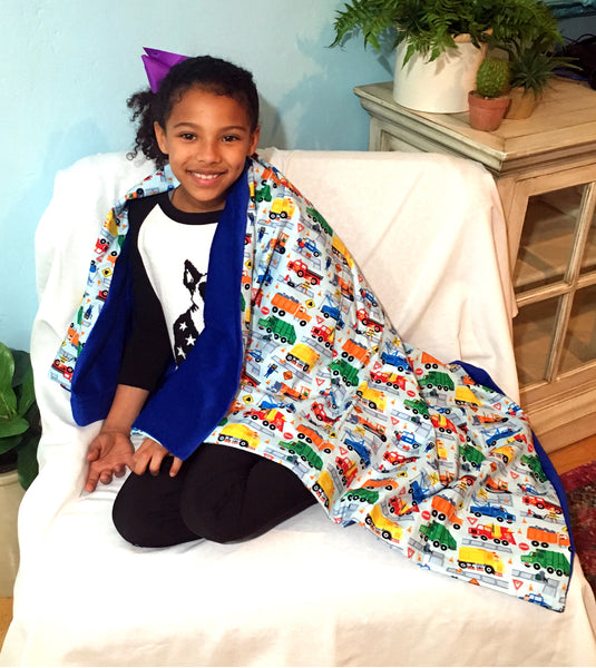 Weighted Throw Blanket For Kids | Choose 4 6 or 8 lbs | Keep on Truckin by ReachTherapy Solutions
